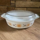 Vintage 60s Pyrex #045 Oval Casserole Dish 13" Town and Country 2.5qt w/Lid USA
