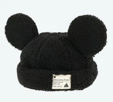 Japan Tokyo Disney Resort Ears Mickey limited Fluffy Winter Cap Hat Black