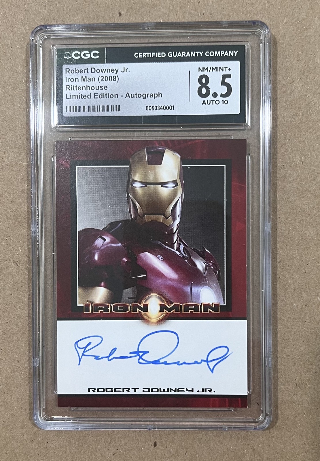 Marvel Rittenhouse Iron Man (2008) Robert Downey Jr autograph auto card CGC 8.5 view 3