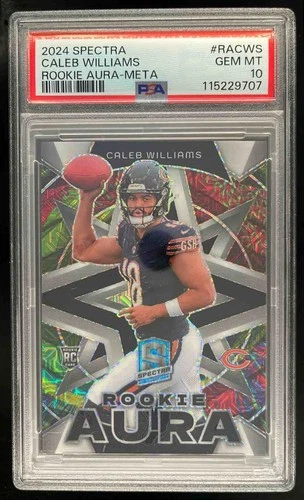 2024 Panini Spectra Caleb Williams Rookie Aura Meta /30 #RA-CWS RC Bears PSA 10