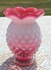 FABULOUS Vintage 1940's Fenton Cranberry Opalescent Hobnail CABINET Bud Vase