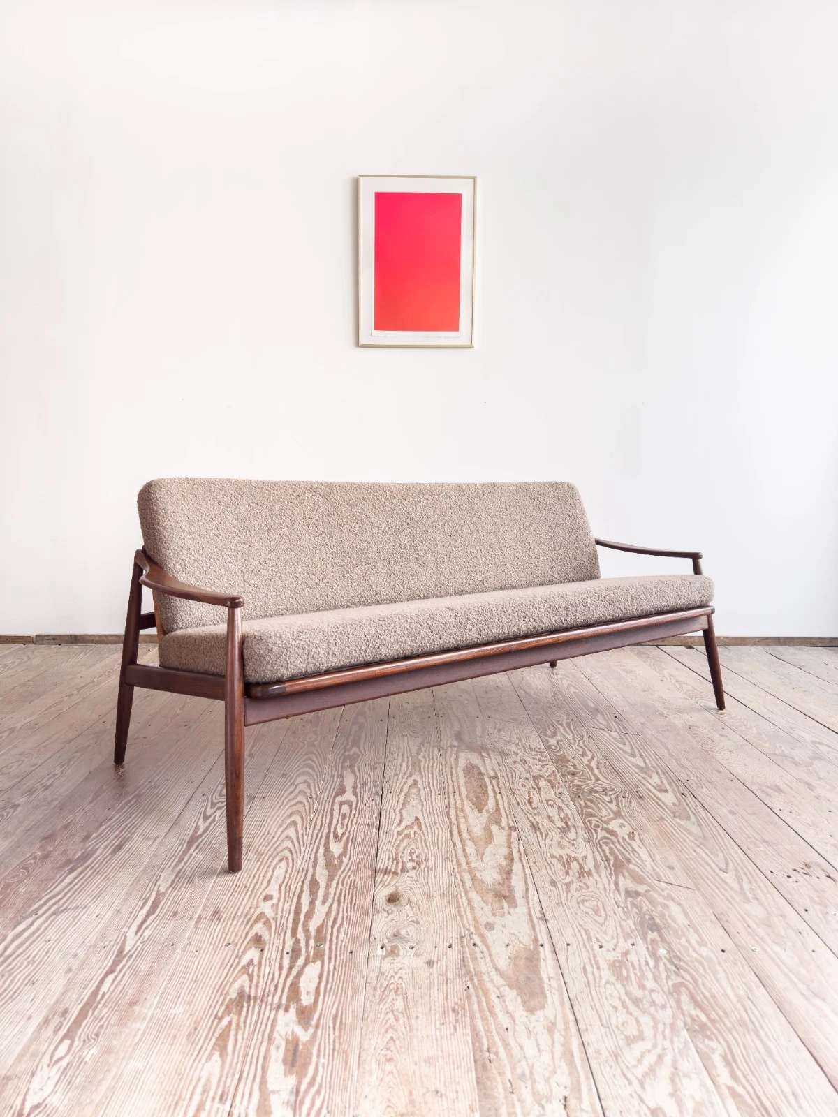 Mid Century Design Sofa by Hartmut Lohmeyer, Teak & Wicker