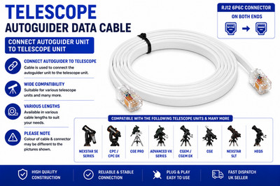 TELESCOPE AUTOGUIDER RJ12 6 PIN DATA CABLE FOR SKYWATCHER AZ MODELS