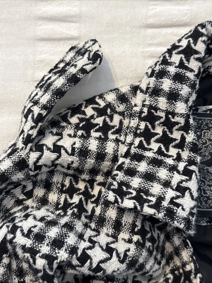 Chaqueta de pata de gallo Beverly Hills Polo Club para mujer, talla mediana, blanca y negra Foto 4 de 4