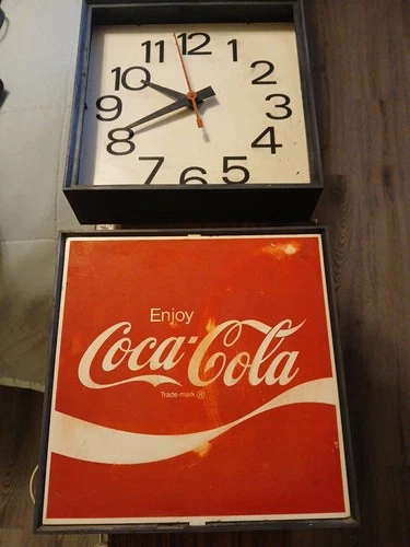 Vintage Coca Cola Clock, Works, Face Cover Missing, 23x19x5, Metal - W12