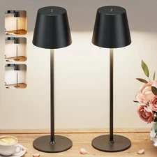 Cordless Table Lamp Rechargeable Black - KK 2 Pack 5000mAH Battery Operated L...