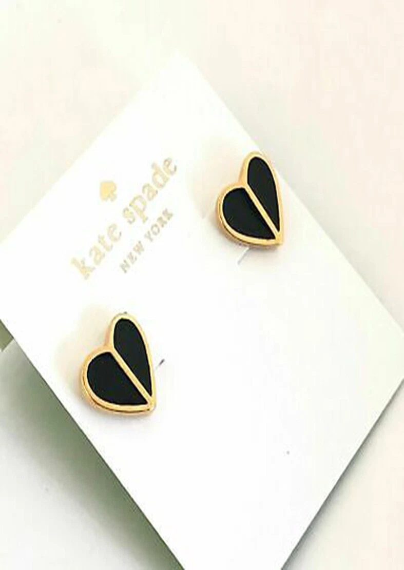 Kate spade New York earrings heritage spade heart studs white pink Black Green