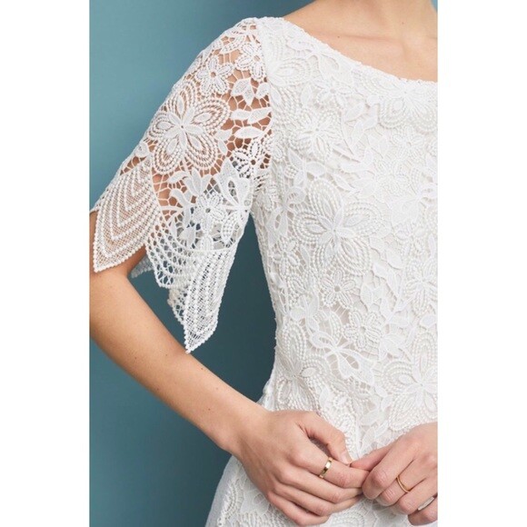 anthropologie charleston lace mini dress Anthropologie Charleston women's embroidery lace scalloped hem mini dress Sz 8