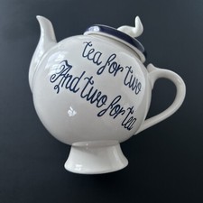 Howard Elliot Style White Glazed Whimsical Leaning Tea Pot Mad Hatter Alice