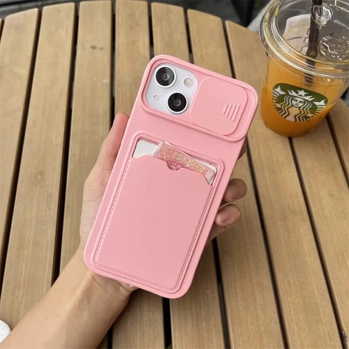 Lens Protection case for iPhone 15 14 13 12 Card Slot Wallet Silicone Phone Case - Picture 23 of 32