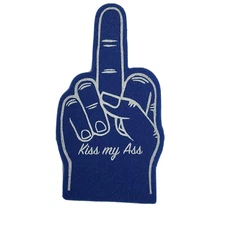  FOAM MIDDLE FINGER HAND HANDWARE 18" MADE IN USA  kiss my ass royal blue white 