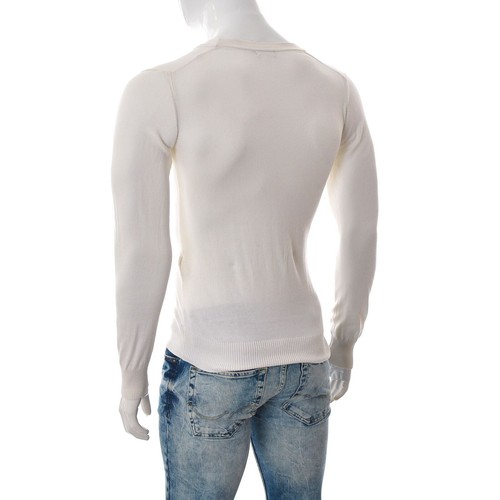 J.Lindeberg Mens Button Down V-Neck Knitted Cardigan Long Sleeve Top Small White - Picture 3 of 6