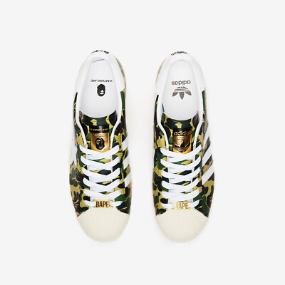 Men's Brand New Adidas Superstar 'Bape ABC Camo Green