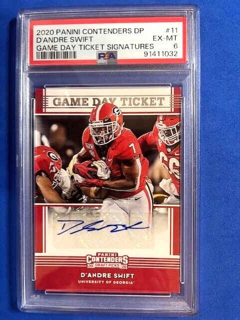 D'Andre Swift Panini Contenders Draft Picks Game Day Ticket Signatures #11 Base