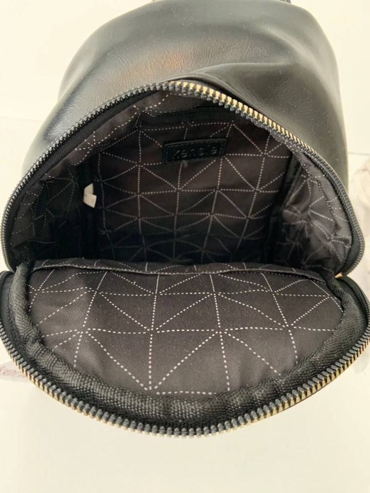 Kensie Cartera Mochila Negra Pequeña Cuero Vegano Bolso de Mano NUEVO $78 Foto 4 de 4