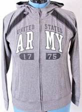 United States US Army J. America Gray 1775 Full Zip Hooded Jacket Women's M