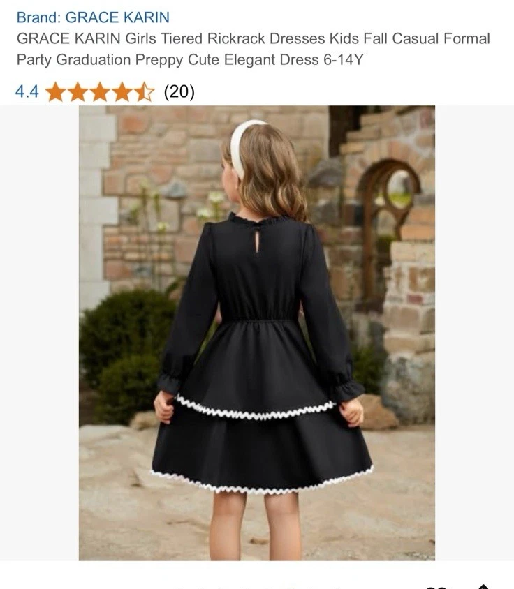 Vestido negro manga larga Grace Karin para niñas nuevo con etiquetas talla 8 Y ¡SÚPER LINDO! ¡Imprescindible verlo! Foto 3 de 4