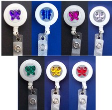 BUTTERFLY Retractable ID Holder Badge Reel Security Card Key Ring FREE SHIPPING