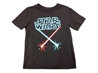 Jumping Beans Star Wars Red & Blue Light Sabers Boy's Heather Black T-Shirt NEW