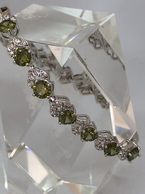Armband Silber Laborgefertigt Peridot & Weißtopas Edelstein 925