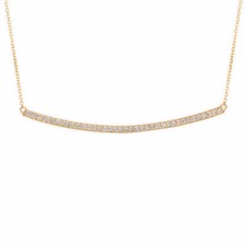 0.40 Carat Natural Diamond Bar Pendant 14K Yellow Gold G SI 18 inches chain