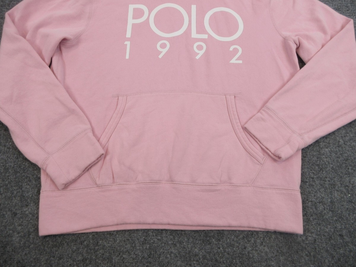 Polo Ralph Lauren Sweater Womens Medium Pink Spell Out Logo Hoodie
