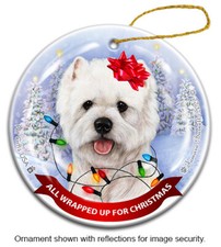 Westie All Wrapped Up For Christmas Holiday Ornament