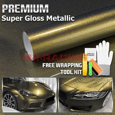 Premium Super Gloss Metallic Bond Gold Vinyl Car Wrap Sticker Sheet Film Decal