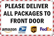 Delivery for Packages Please Deliver Tin Metal Signs Home D cor 8x12