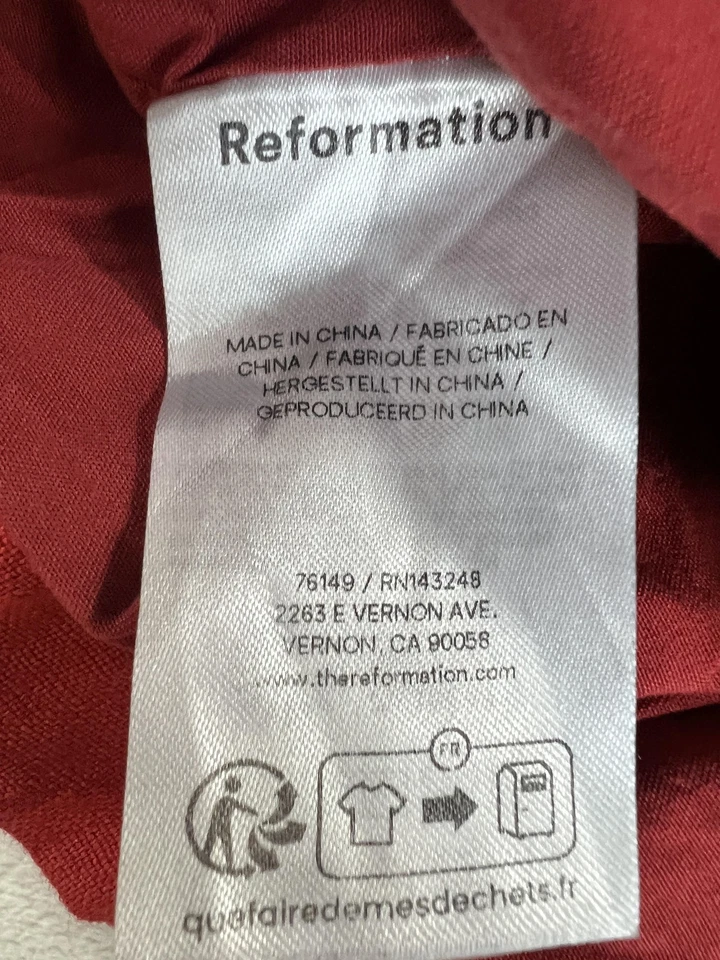 Camiseta sin mangas Reformation para mujer talla 4 roja de lino sin mangas recortada con cremallera lateral Foto 4 de 4
