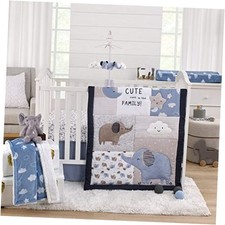 Carter's Blue Elephant - Chambray, Navy, Gray and White Elephant, Moon,