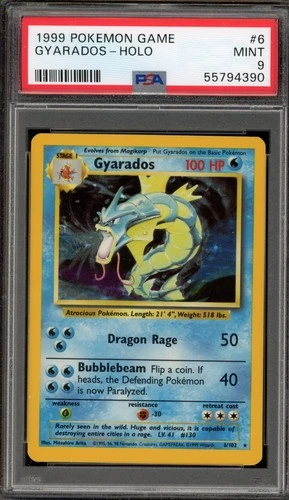 Pokemon Gyarados Base Set Unlimited Holo Rare #6 PSA 9 Mint