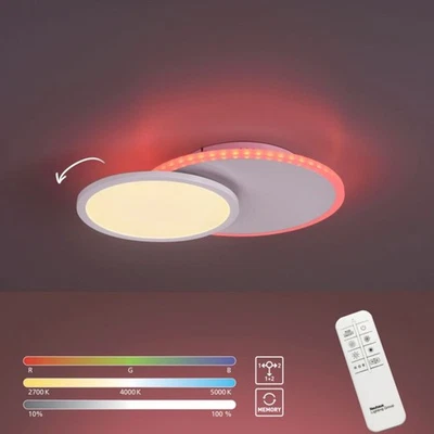 LED Deckenleuchte Weiß 39cm 21W 2000lm RBG CCT Backlight dimmbar Fernbedienung - Bild 1 von 4