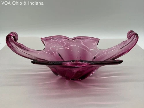 Tormia Murano Art Glass Free Form Centerpiece Bowl Purple Amethyst Hand Blown