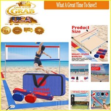 13 Pcs Beach Volleyball Set with Net, Lines, Anchors, Bag, Weather Resistance