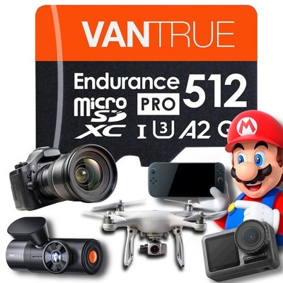 Vantrue microSD 512GB, Memory Card 4K, Nintendo Switch, Action cameras,  Drones