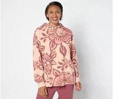 Peace Love World Printed Hooded Pullover Evening Pink XL New