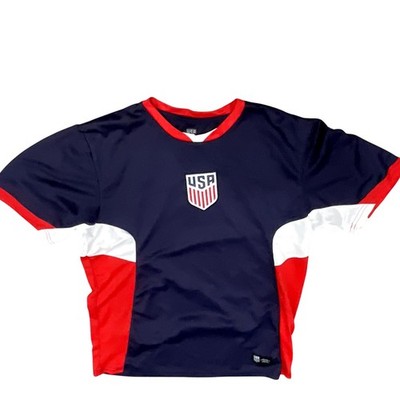 US Soccer Federation T Shirt Men s XL Navy Blue Red White