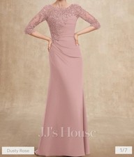 Mother of the Bride Groom Dress Lace Bead Dusty Rose Size 16
