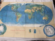 VINTAGE WORLD PORTRAIT MAP RAND MCNALLY 4405 LARGE WALL SIZE 52"x35"