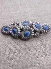 Vintage Costume Jewelry Silvertone & Enamel Flower Daisies Brooch Mid-Century