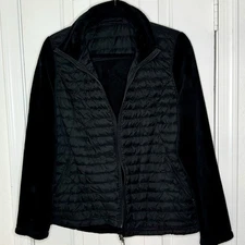 32 Degrees Heat Black Ultra Soft Cozy Puffer Fleece Lightweight Jacket Large L