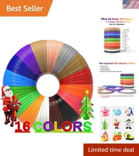 16-Color 3D Pen Filament Refills - 320ft PLA with eBook Stencils for Kids