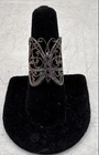 925 Sterling Silver Amethyst Filagree Butterfly Ring Size 7.75 - 3.7g