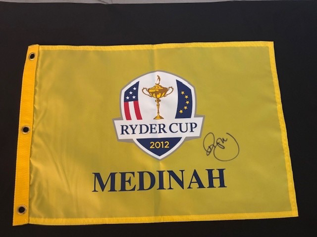 Rory McIlroy Autographed Signed 2012 RYDER CUP Medinah flag PSA/DNA LOA COA Yellow 