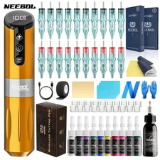 Wireless Tattoo Kit Complete Rotary Pen Machine 1500mAh Power Adjustable Stroke