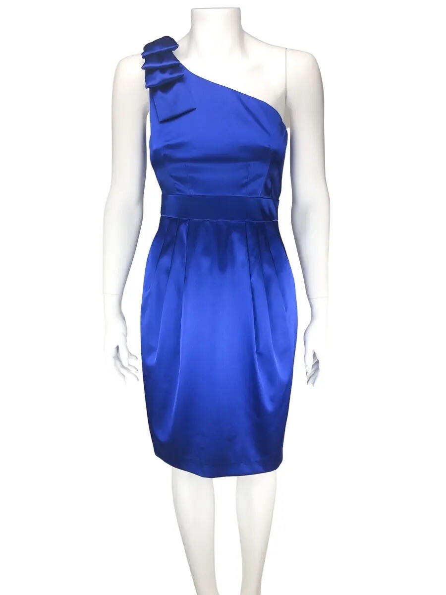 adrianna papell royal blue dress Adrianna Papell Women's One-Shoulder Dress - Navy Sateen