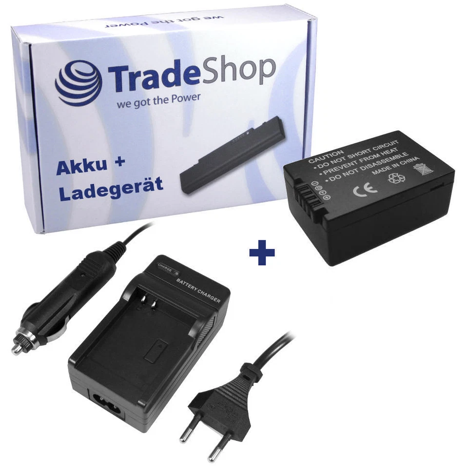TRADE-SHOP 2in1 Set: Kamera Akku 1200mAh + Ladegerät für Panasonic Lumix DMC-FZ72, DMC-FZ82