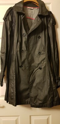 Vintage DKNY Jeans Women's Belted Trench Coat Black Size L