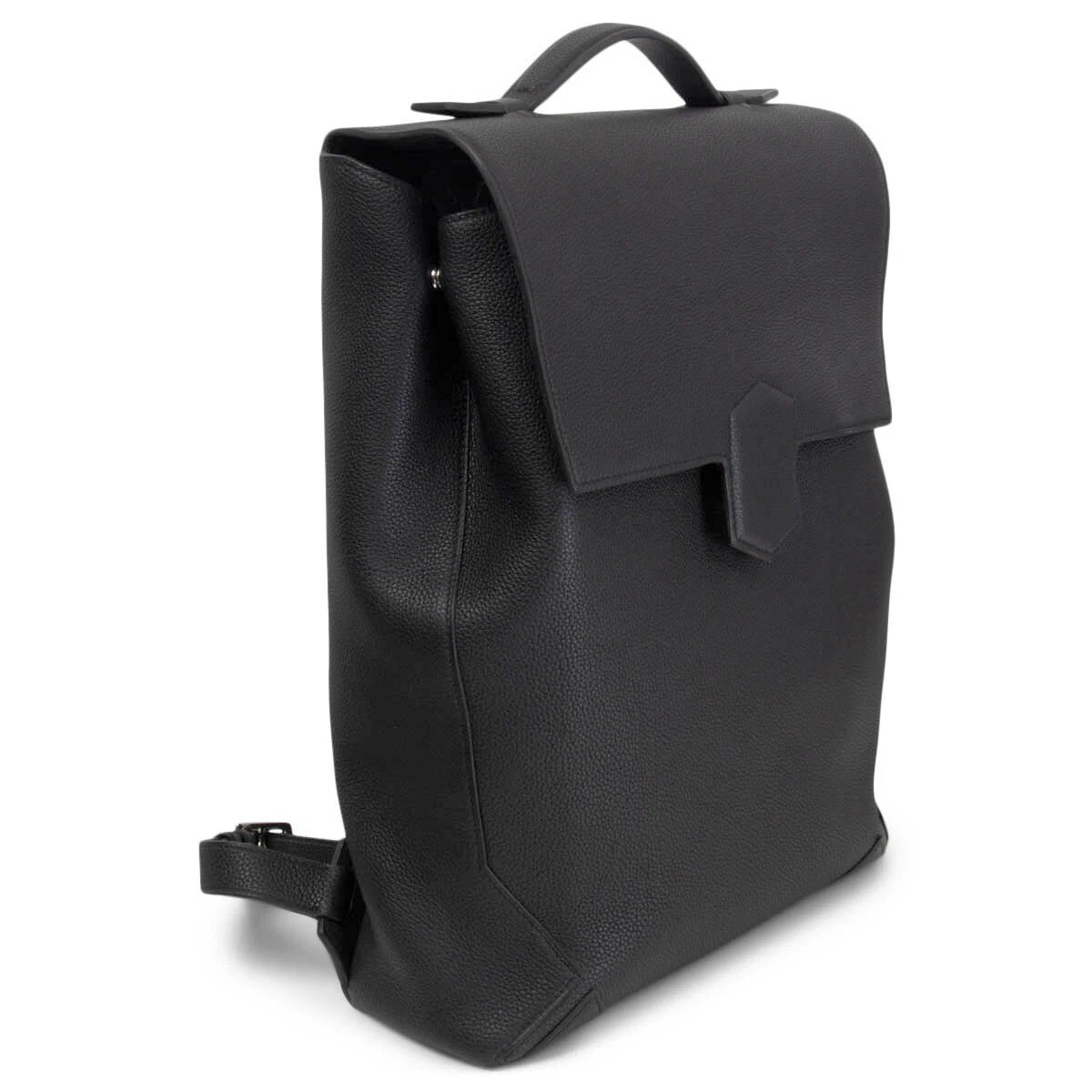 64796 auth HERMES black Maurice leather FLASH Backpack Bag